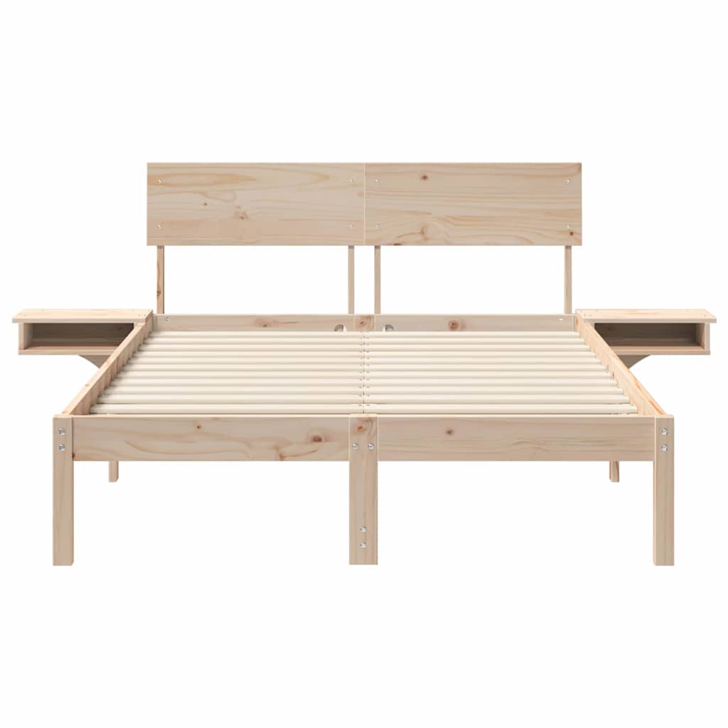 vidaXL Bed Frame with Headboard Brown 120 x 200 cm Solid Pine Wood