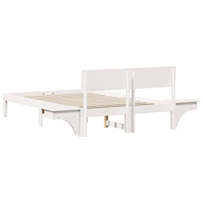vidaXL Bed Frame with Headboard White 120 x 200 cm Solid Pine Wood