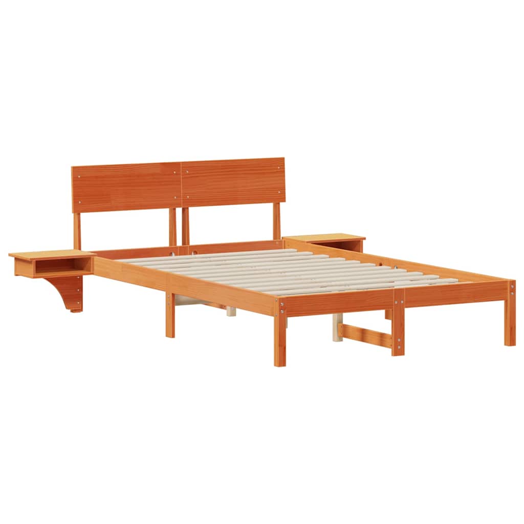 vidaXL Bed Frame with Headboard Wax Brown 120 x 200 cm Solid Pine Wood