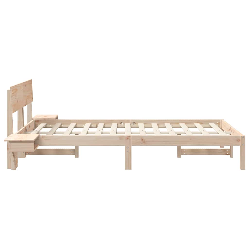 vidaXL Bed Frame with Headboard Brown 140 x 190 cm Solid Pine Wood