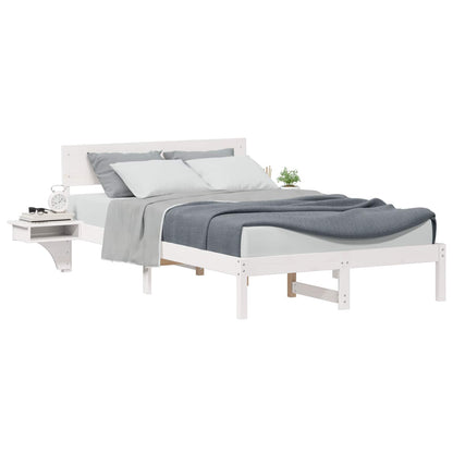vidaXL Bed Frame with Headboard White 140 x 190 cm Solid Pine Wood