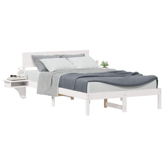 vidaXL Bed Frame with Headboard White 140 x 190 cm Solid Pine Wood