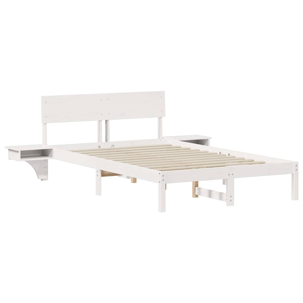 vidaXL Bed Frame with Headboard White 140 x 190 cm Solid Pine Wood