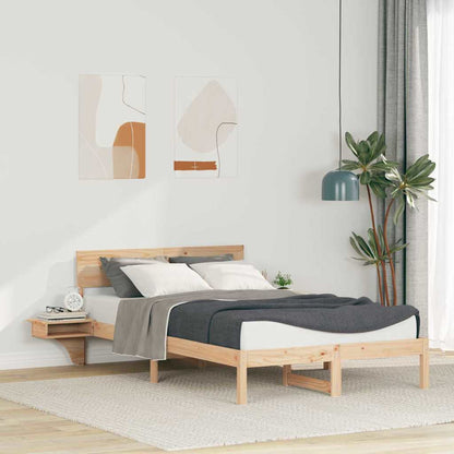 vidaXL Bed Frame with Headboard Brown 135 x 190 cm Solid Pine Wood