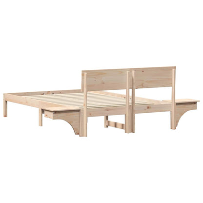 vidaXL Bed Frame with Headboard Brown 135 x 190 cm Solid Pine Wood