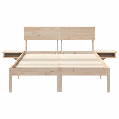 vidaXL Bed Frame with Headboard Brown 135 x 190 cm Solid Pine Wood