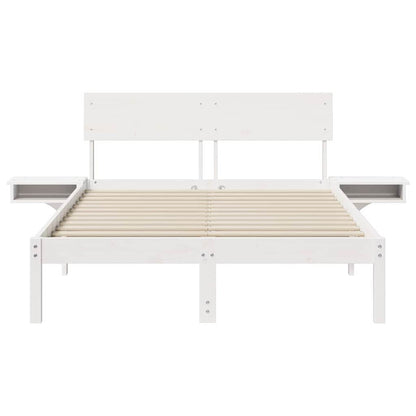 vidaXL Bed Frame with Headboard White 135 x 190 cm Solid Pine Wood