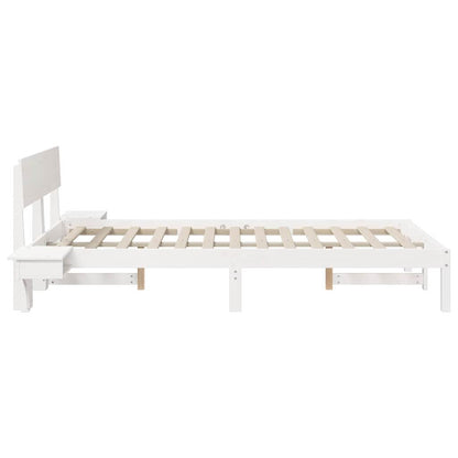 vidaXL Bed Frame with Headboard White 135 x 190 cm Solid Pine Wood