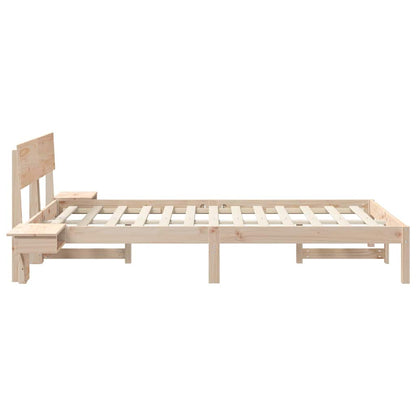 vidaXL Bed Frame with Headboard Brown 120 x 190 cm Solid Pine Wood