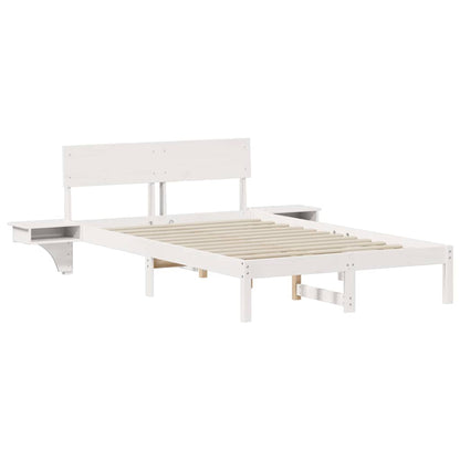 vidaXL Bed Frame with Headboard White 120 x 190 cm Solid Pine Wood