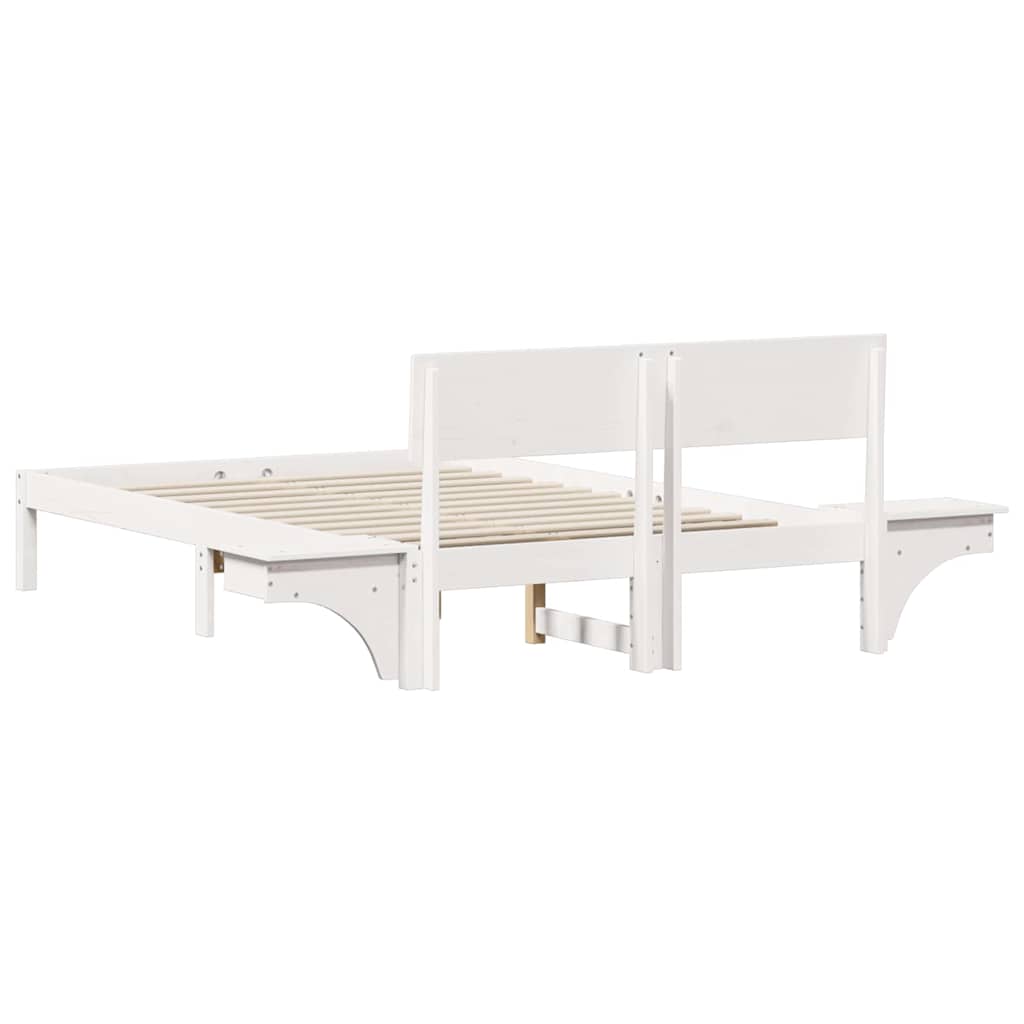vidaXL Bed Frame with Headboard White 120 x 190 cm Solid Pine Wood