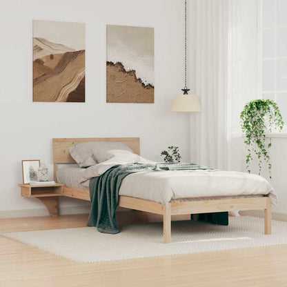 vidaXL Bed Frame with Headboard Brown 100 x 200 cm Solid Pine Wood