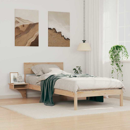 vidaXL Bed Frame with Headboard Brown 100 x 200 cm Solid Pine Wood