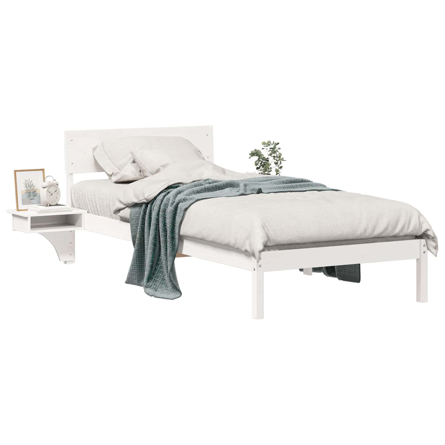 vidaXL Bed Frame with Headboard White 100 x 200 cm Solid Pine Wood