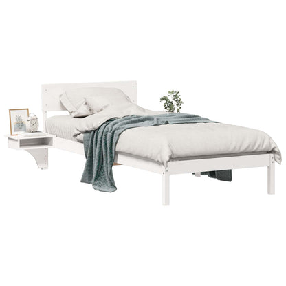vidaXL Bed Frame with Headboard White 90 x 200 cm Solid Pine Wood