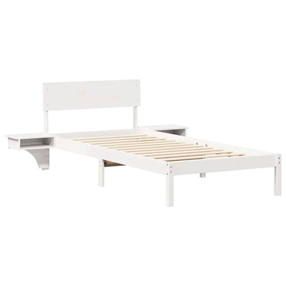 vidaXL Bed Frame with Headboard White 90 x 200 cm Solid Pine Wood