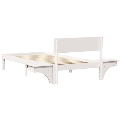 vidaXL Bed Frame with Headboard White 90 x 200 cm Solid Pine Wood