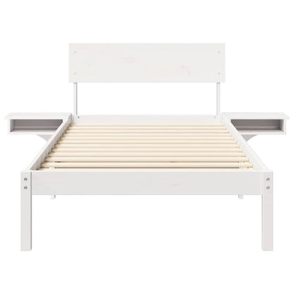 vidaXL Bed Frame with Headboard White 90 x 200 cm Solid Pine Wood