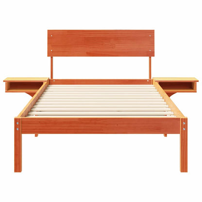 vidaXL Bed Frame with Headboard Wax Brown 90 x 200 cm Solid Pine Wood