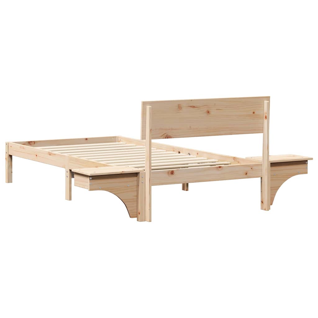 vidaXL Bed Frame with Headboard Brown 80 x 200 cm Solid Pine Wood