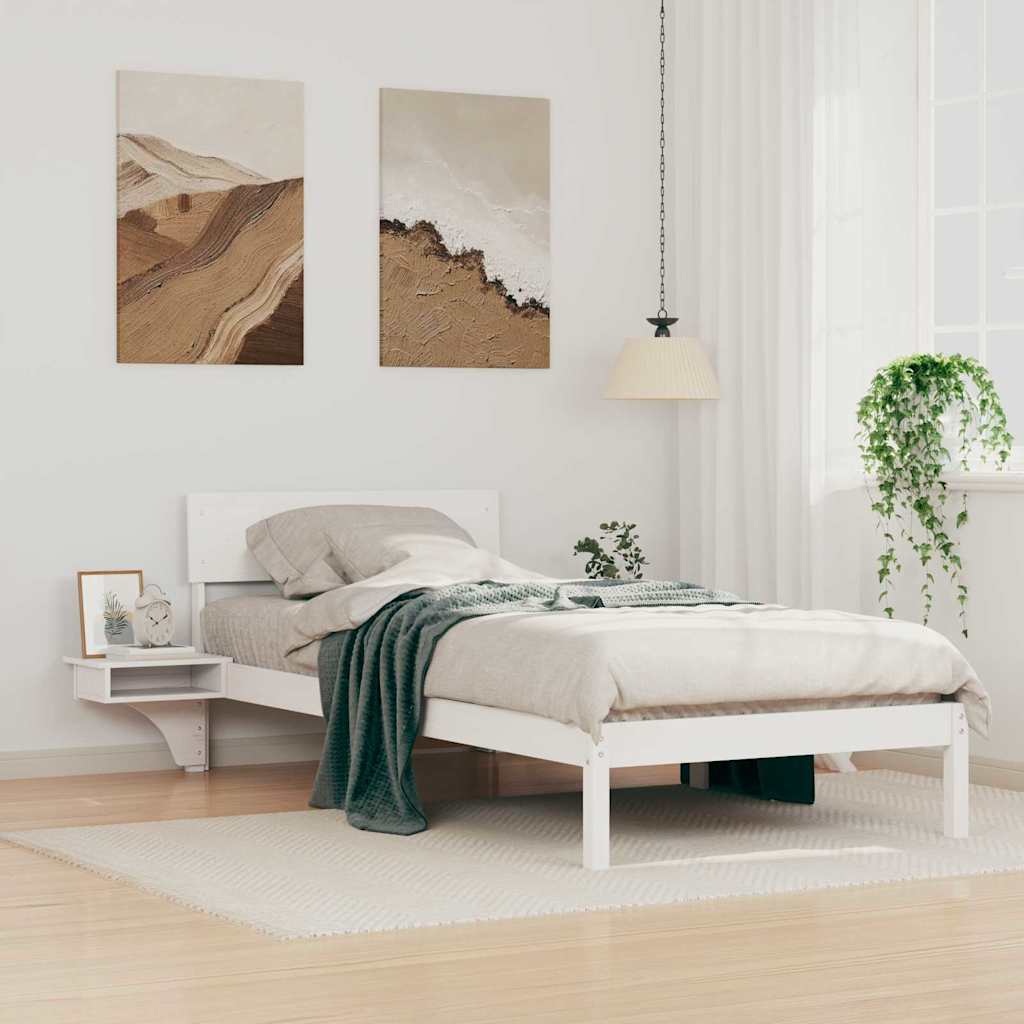 vidaXL Bed Frame with Headboard White 80 x 200 cm Solid Pine Wood