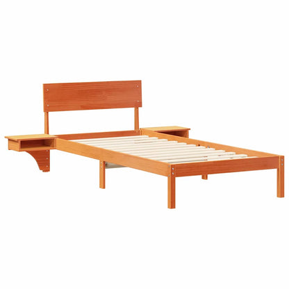 vidaXL Bed Frame with Headboard Wax Brown 80 x 200 cm Solid Pine Wood