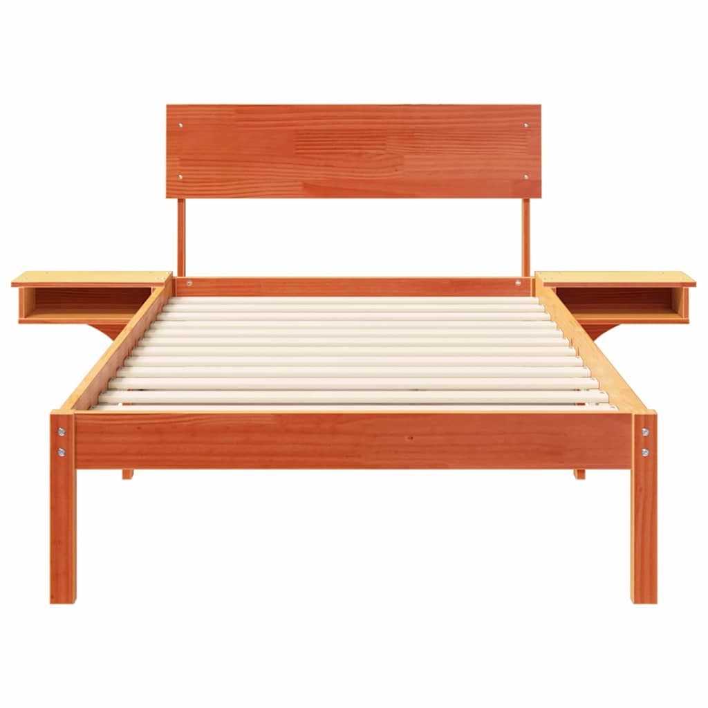 vidaXL Bed Frame with Headboard Wax Brown 80 x 200 cm Solid Pine Wood