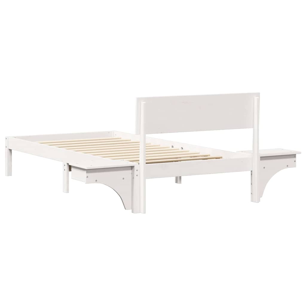 vidaXL Bed Frame with Headboard White 90 x 190 cm Solid Pine Wood