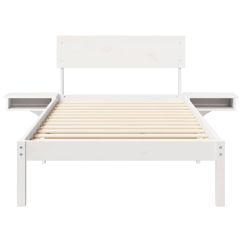 vidaXL Bed Frame with Headboard White 90 x 190 cm Solid Pine Wood
