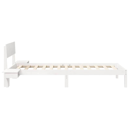 vidaXL Bed Frame with Headboard White 90 x 190 cm Solid Pine Wood