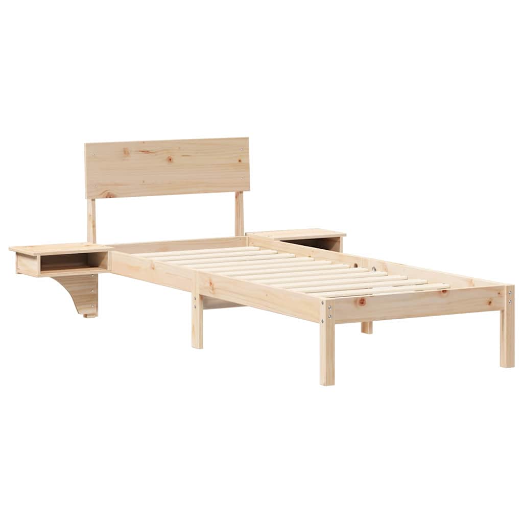 vidaXL Bed Frame with Headboard Brown 75 x 190 cm Solid Pine Wood