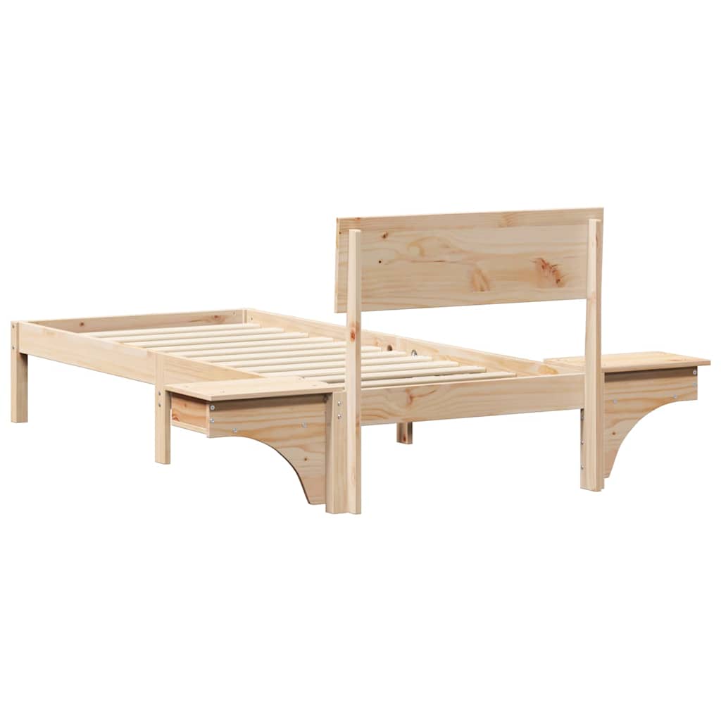 vidaXL Bed Frame with Headboard Brown 75 x 190 cm Solid Pine Wood