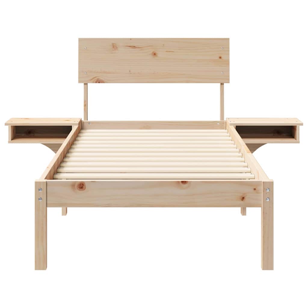 vidaXL Bed Frame with Headboard Brown 75 x 190 cm Solid Pine Wood