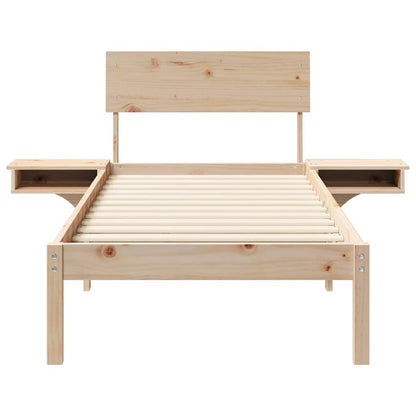 vidaXL Bed Frame with Headboard Brown 75 x 190 cm Solid Pine Wood