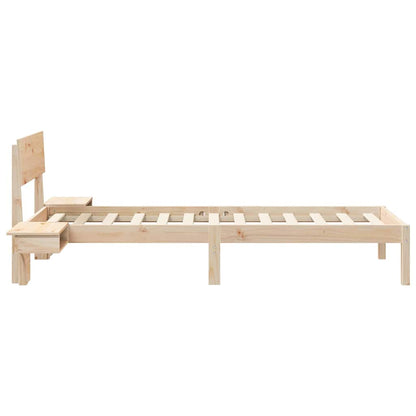 vidaXL Bed Frame with Headboard Brown 75 x 190 cm Solid Pine Wood