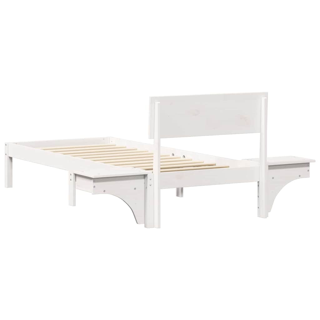 vidaXL Bed Frame with Headboard White 75 x 190 cm Solid Pine Wood