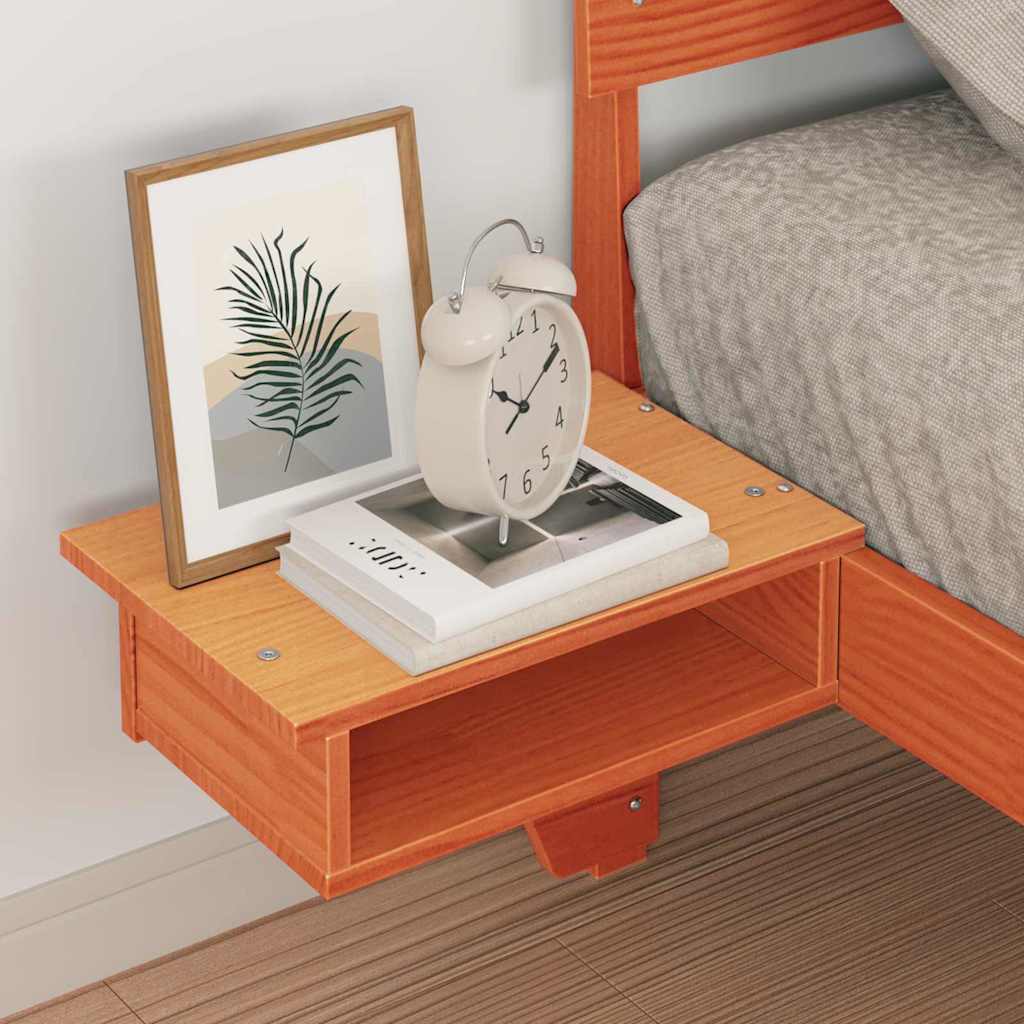 vidaXL Bed Frame with Headboard Wax Brown 75 x 190 cm Solid Pine Wood