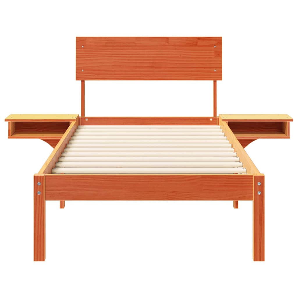 vidaXL Bed Frame with Headboard Wax Brown 75 x 190 cm Solid Pine Wood