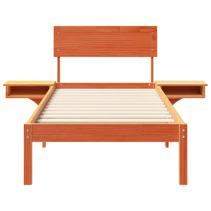 vidaXL Bed Frame with Headboard Wax Brown 75 x 190 cm Solid Pine Wood