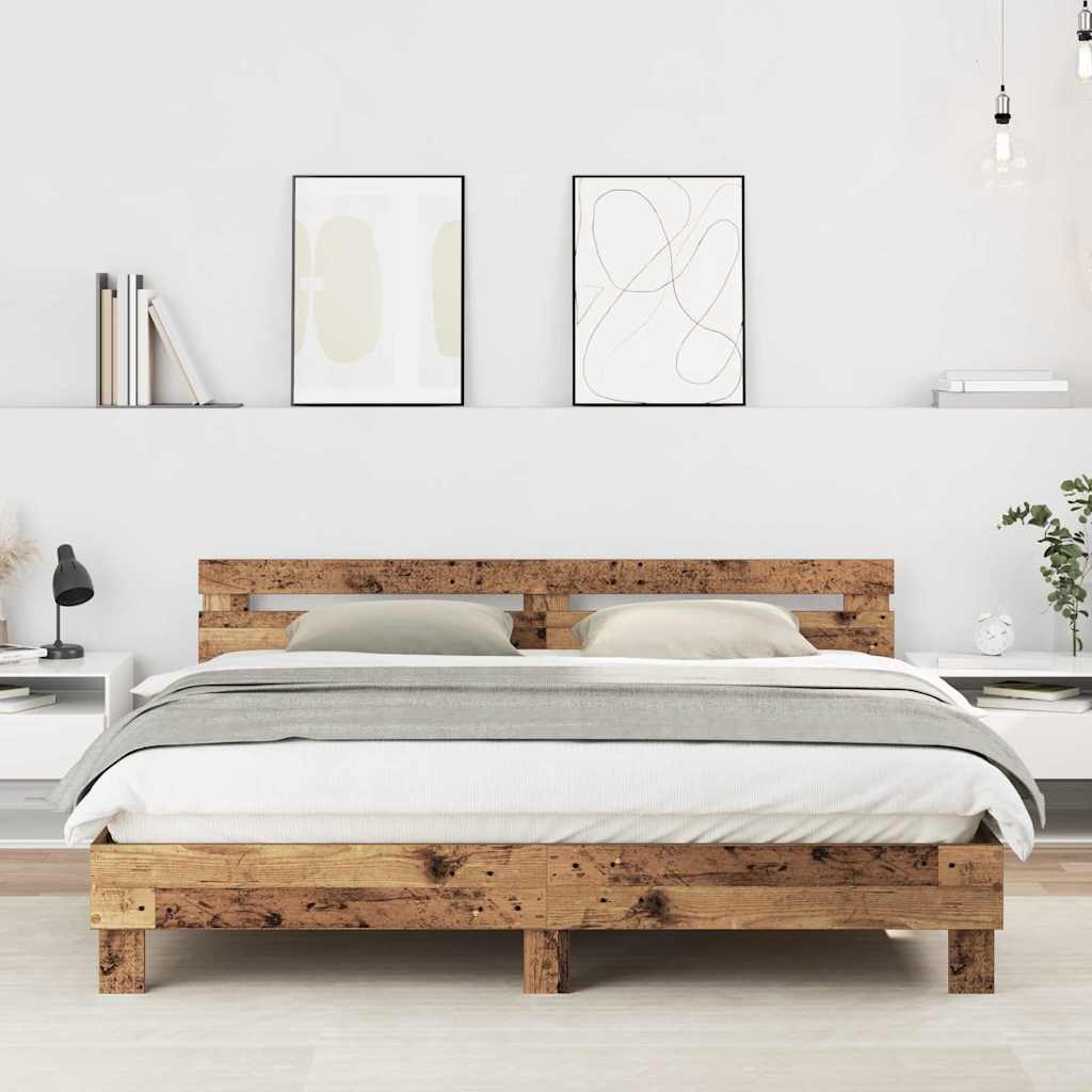 vidaXL Bed Frame Old Wood 203 x 185 x 70 cm Engineered Wood