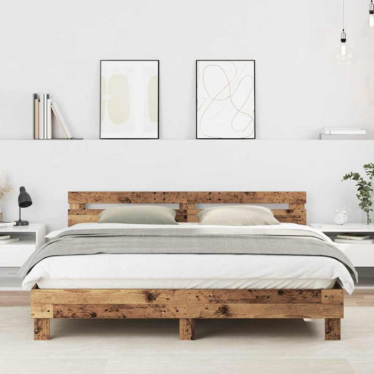 vidaXL Bed Frame Old Wood 203 x 185 x 70 cm Engineered Wood