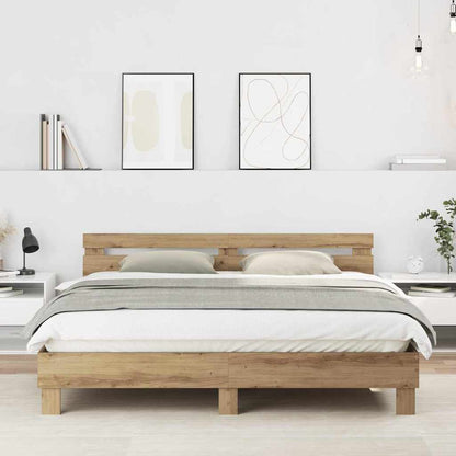 vidaXL Bed Frame Artisan Oak 203 x 185 x 70 cm Engineered Wood