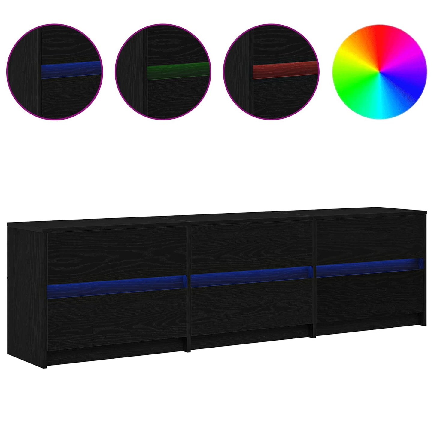 vidaXL TV Units 180 x 34 x 50 cm Black Oak Engineered Wood