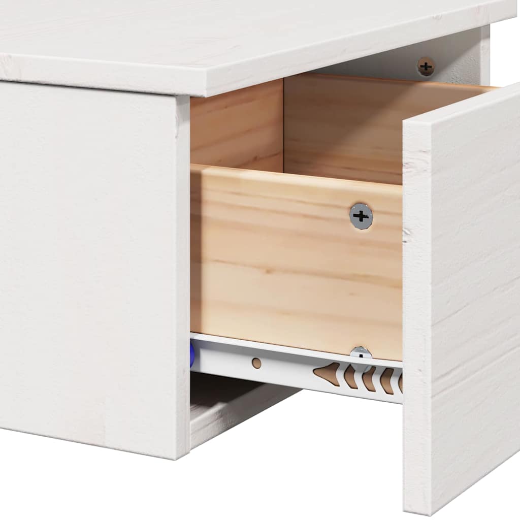 vidaXL Bedside Table White 37 x 35 x 18.5 cm Solid pine wood