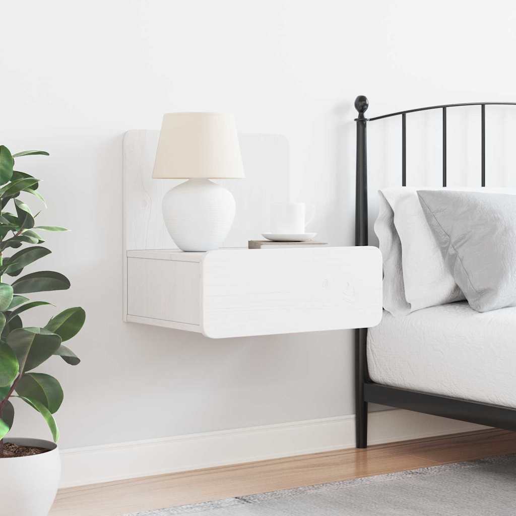 vidaXL Bedside Table White 44 x 32.5 x 40 cm Solid pine wood