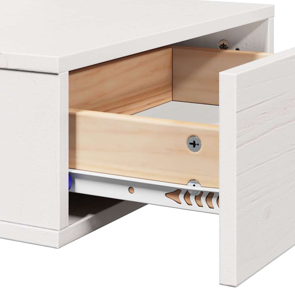 vidaXL Bedside Table White 42 x 32.5 x 40 cm Solid pine wood