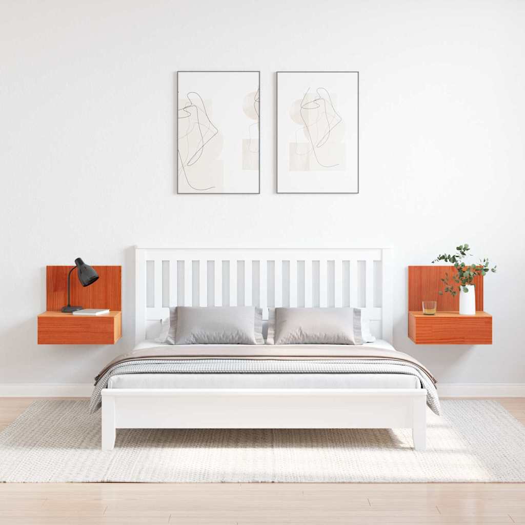 vidaXL Bedside Table 2 pcs Wax Brown 42 x 32.5 x 40 cm Solid pine wood