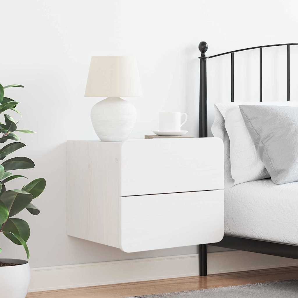 vidaXL Bedside Table with Drawer White 39 x 34 x 33 cm Solid pinewood