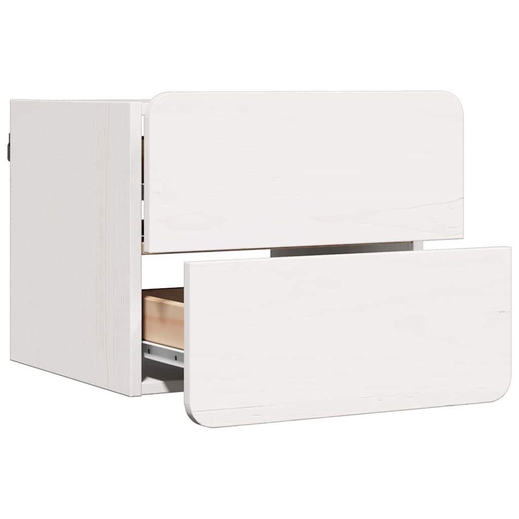 vidaXL Bedside Table with Drawer White 39 x 34 x 33 cm Solid pinewood