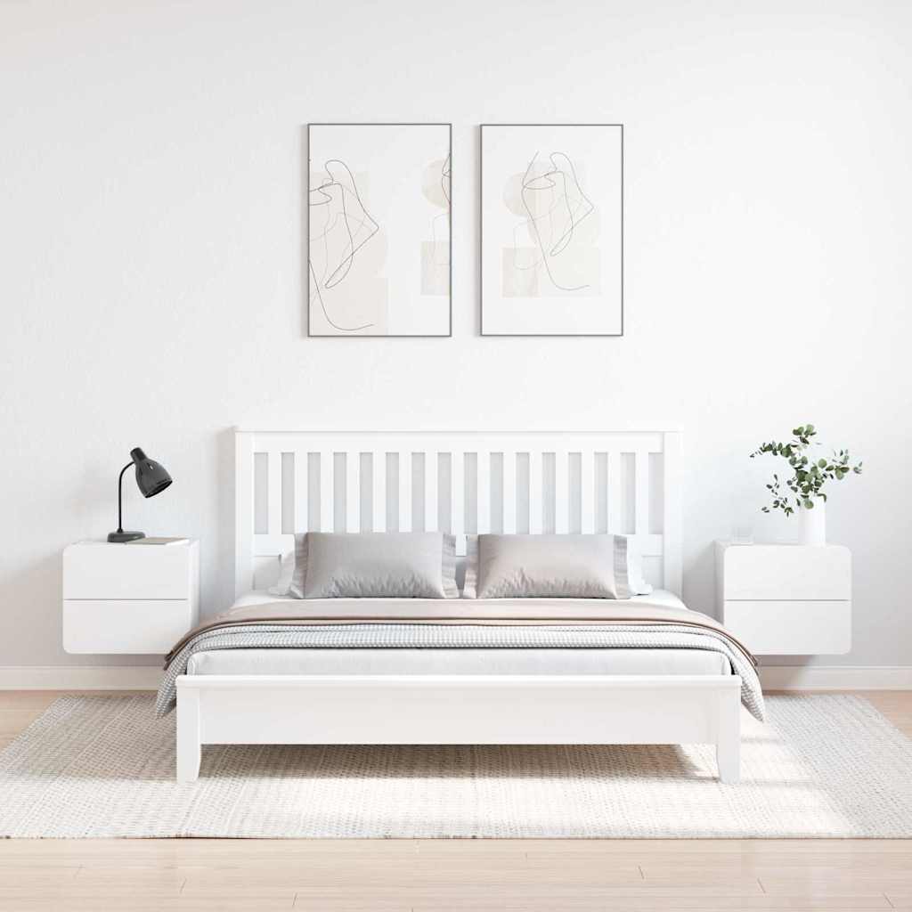 vidaXL Bedside Table 2 pcs White 39 x 34 x 33 cm Solid pinewood